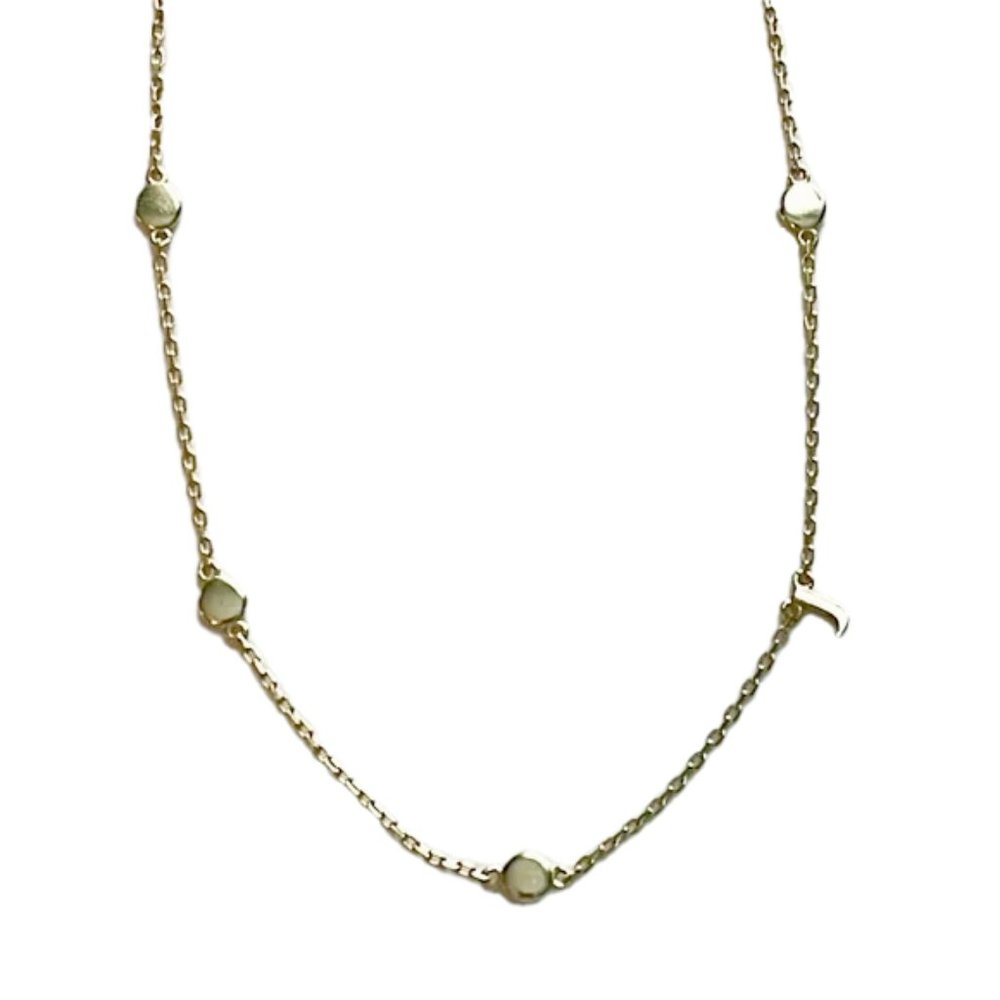Delicate gold necklace with circles & J letter monogram petite style classy 925
